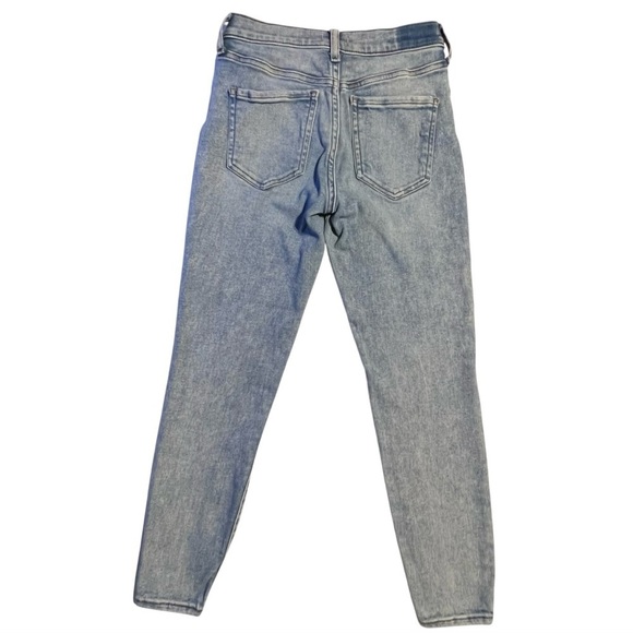 Express Women Light Wash Ripped Distressed Cropped Skinny Mid Rise Jeans  Sz 0/R - Picture 2 of 9